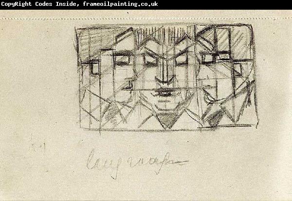 Theo van Doesburg Compositie met drie hoofden